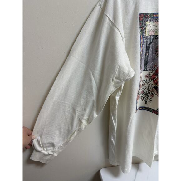 Vintage 90s Mary Engelbreit Winter Roses Long Sleeve Tee XL Stafford Blaine USA - Picture 6 of 9